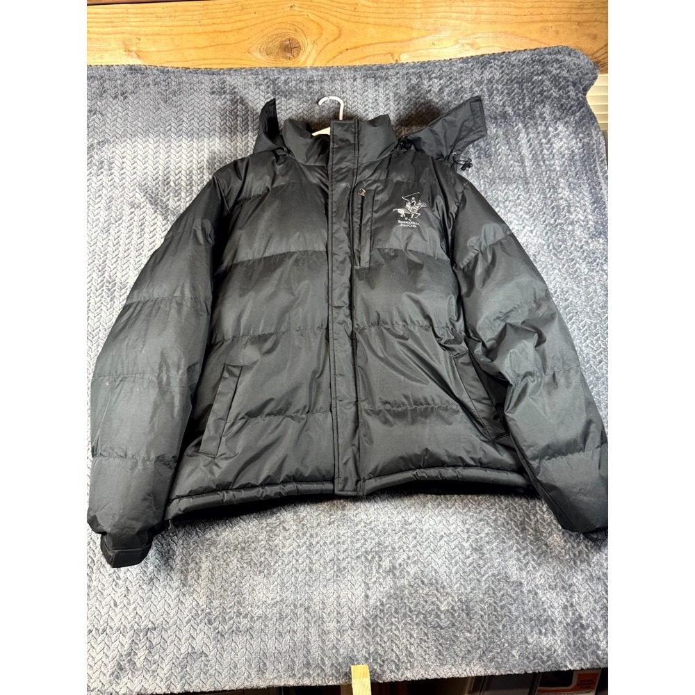Beverly Hills Polo Club Puffer Jacket Mens XL Black Hiking Adventures Modern Fit
